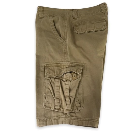 Mustway Camel Tan Cargo Shorts Mens Waist Size 33 Pocket Utility - Picture 3 of 9